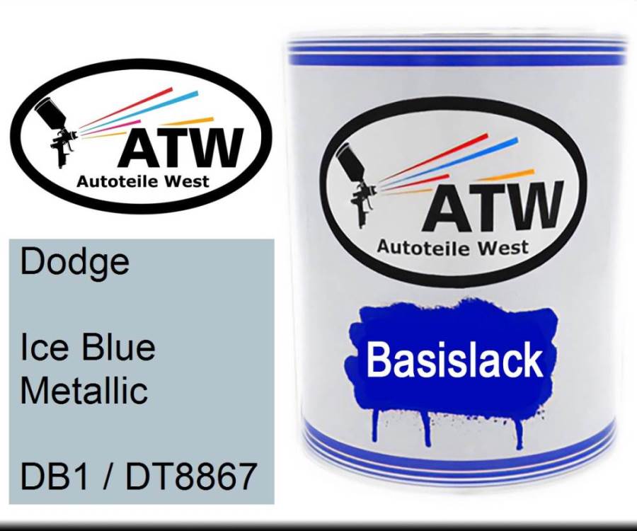 Dodge, Ice Blue Metallic, DB1 / DT8867: 1L Lackdose, von ATW Autoteile West.